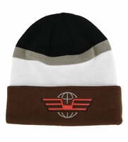 beanie muts zwart bruin wit met van den Elsen Thermotrafik logo erop