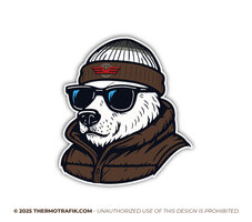 Polar paddy  ijsbeer met muts en zonnebril en jas