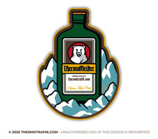 Thermomeister sticker , jagermeister fles met opdruk ijsbeer 