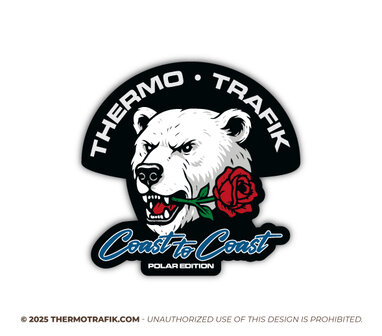 Coast to coast polar edition stikcer polar bear with rose in mouth
