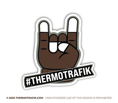 devil bull handsign with gloves on. sticker